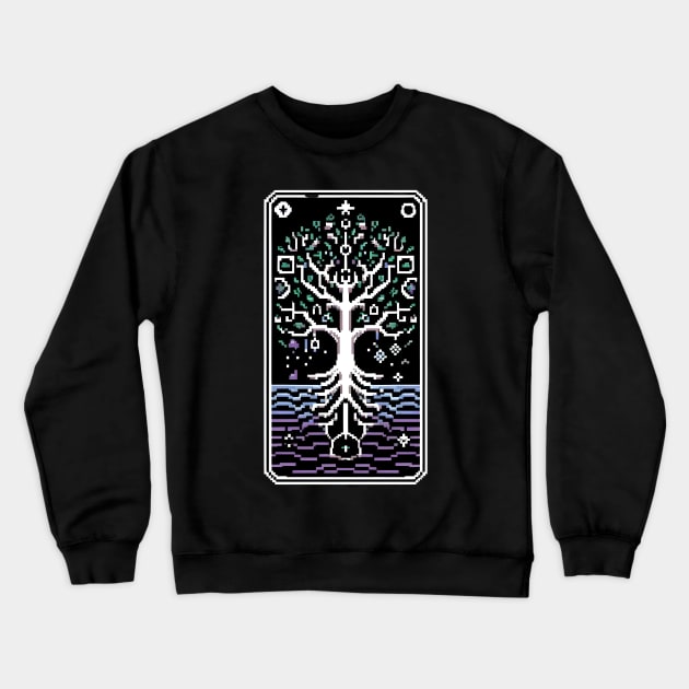 pixelated yggdrasil Crewneck Sweatshirt by vaporgraphic